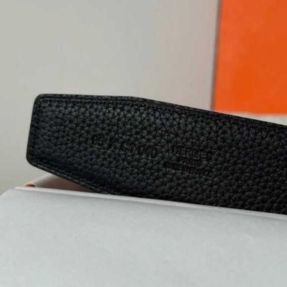 Hermès Reversible Black Belt with Gold Buckle - Size 90, With Box - Picture 6 of 8